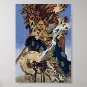Póster JC Leyendecker Reina Maeve Guerrera Celta