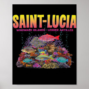 Póster JCombs Pescado de coral de arrecife de Santa Lucía