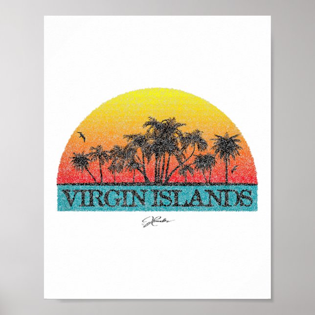 Póster Jcombs_ Virgin Islands Sun With Palm Tres _1 (Frente)