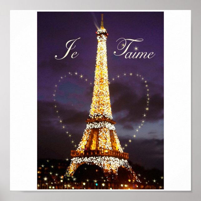 Póster JE T'AIME AMOR DEL poster DE PARÍS (Frente)