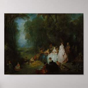 Póster Jean-Antoine Watteau - Reunión Pastoral