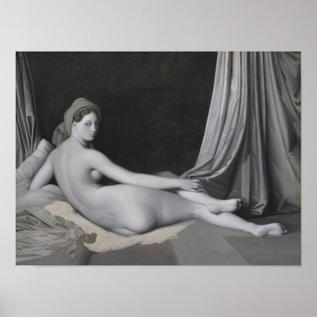 Póster Jean Auguste Dominique Ingres | Odalisque en Grisa (Frente)