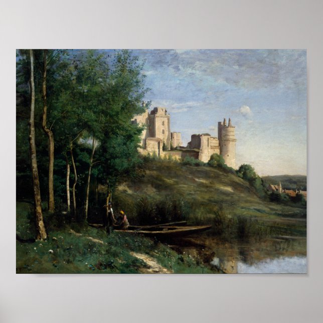 Póster Jean-Baptiste-Camille Corot - Ruinas del castillo (Frente)