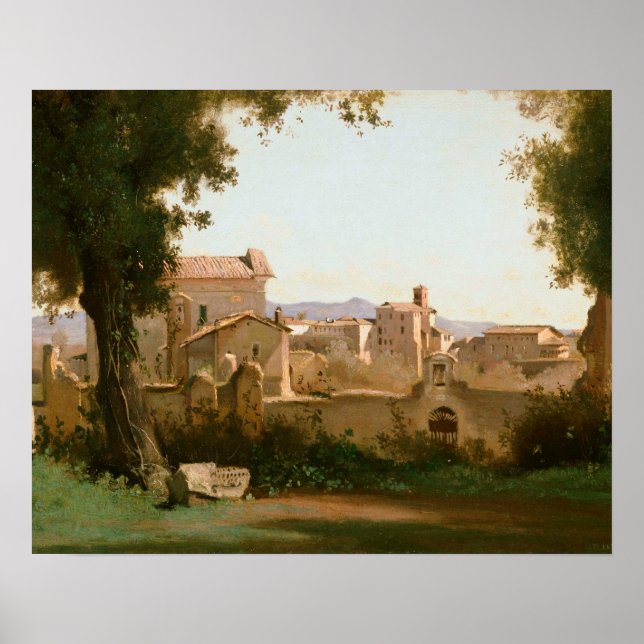 Póster Jean-Baptiste-Camille Corot - Vista desde las Isla (Frente)