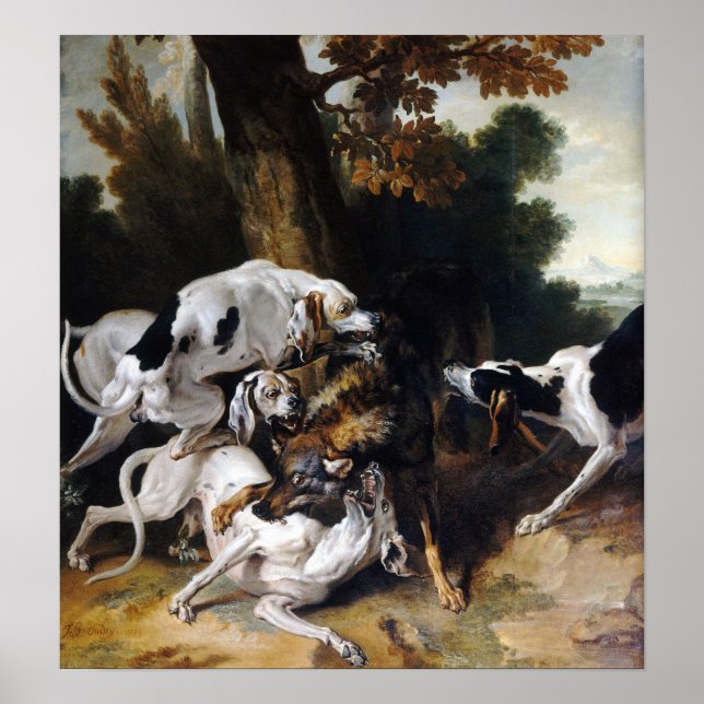 Póster Jean-Baptiste Oudry The Hallali of the Wolf (Frente)