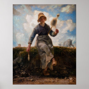 Póster Jean-Francois Millet - El Chica Spinner