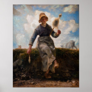 Póster Jean-Francois Millet - La Hilandera