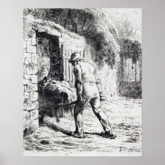 Póster Jean-François Millet Man con flecha de ruedas (Frente)