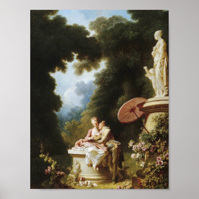 Póster Jean-Honoré Fragonard - Cartas de amor (Frente)