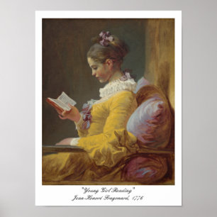 Póster Jean-Honoré Fragonard, "Joven Chica leyendo"