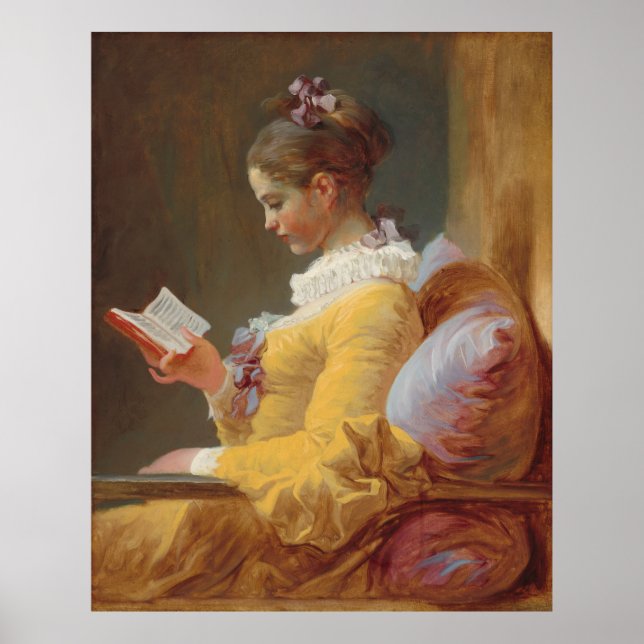 Póster Jean-Honoré Fragonard - Un joven Chica leyendo (Frente)