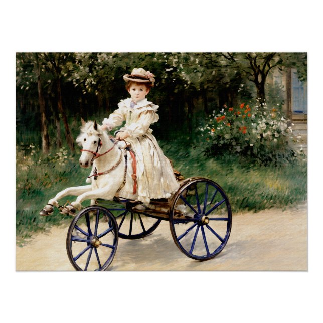 Póster Jean Monet sobre su caballo de hobby (Anverso)