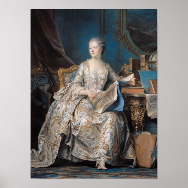 Póster Jeanne Poisson la marquesa de Pompadour, 1755 (Frente)