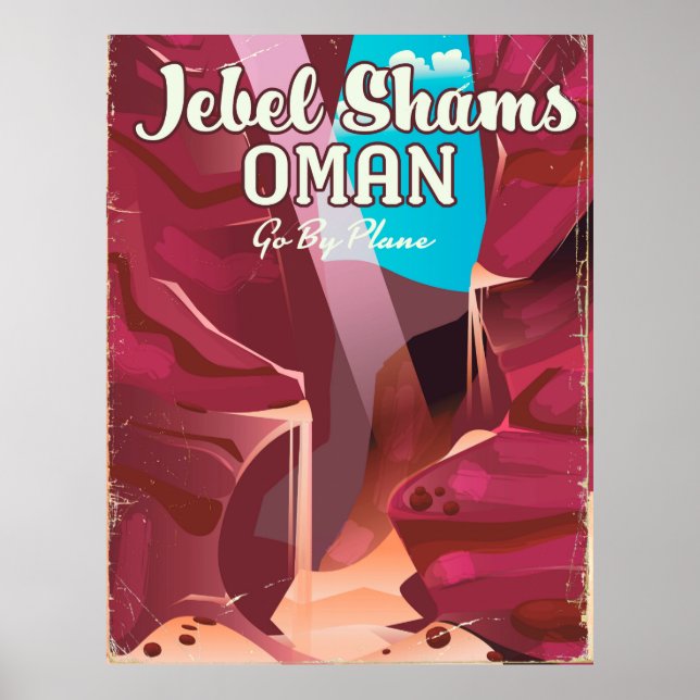 Póster Jebel Shams, poster de viajes de la época de Omán. (Frente)