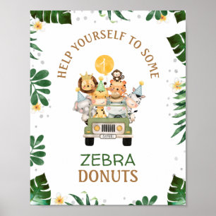 Póster Jeep Safari Animals Rótulo de fiesta de cumpleaños