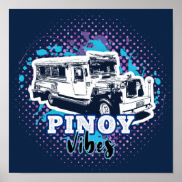 Póster Jeepney Pinoy Vibes Blue Pink