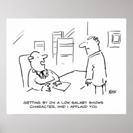 Póster Jefe aplaude a trabajador por administrar con bajo