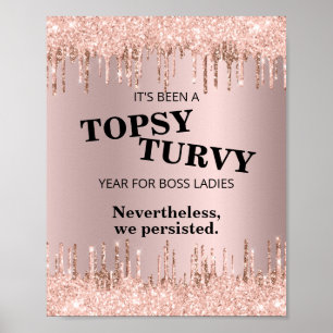 Póster Jefe Damas Persistía Cita Motivadora De Oro Rosa