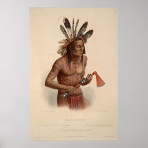 Póster Jefe de Guerrero del siglo XIX reimpreso 36 x 24 P