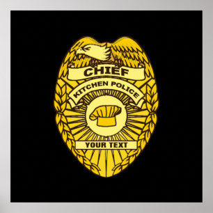 Póster Jefe de la insignia de la policía de cocina