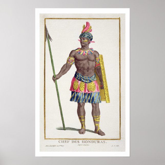 Póster Jefe de los hondureños, 1780 (grabado de colores) (Frente)