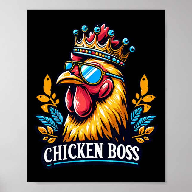 Póster Jefe de pollo con corona  (Frente)