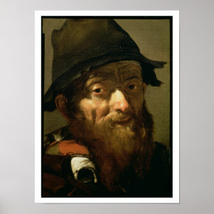 Póster Jefe de un anciano, detalle del retrato de un viej