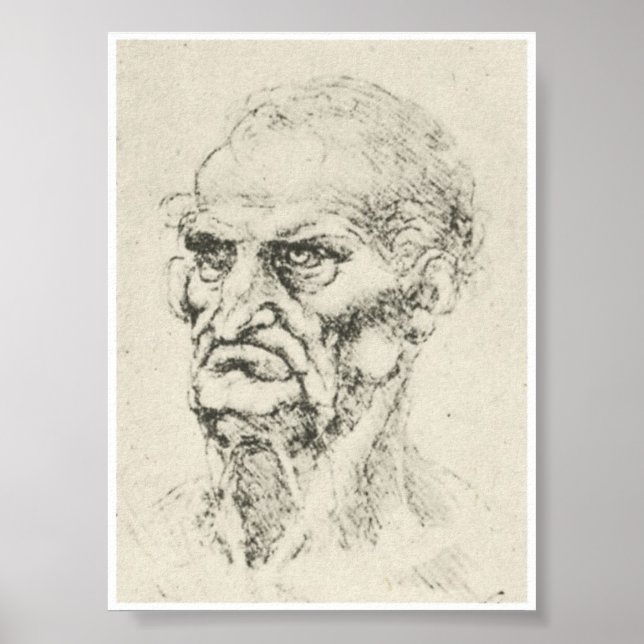 Póster Jefe de un anciano, Leonardo da Vinci (Frente)