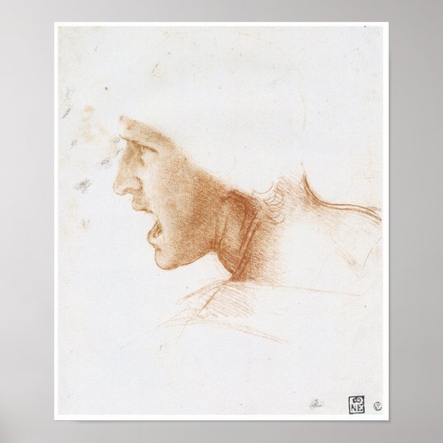 Póster Jefe de un hombre gritando, Leonardo da Vinci (Frente)