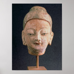 Póster Jefe de una estatua de Buda, de Bezeklik