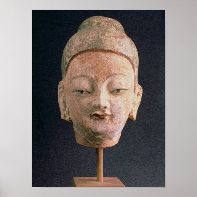 Póster Jefe de una estatua de Buda, de Bezeklik (Frente)