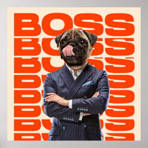 Póster Jefe encabezado por la cabeza de perro parado con