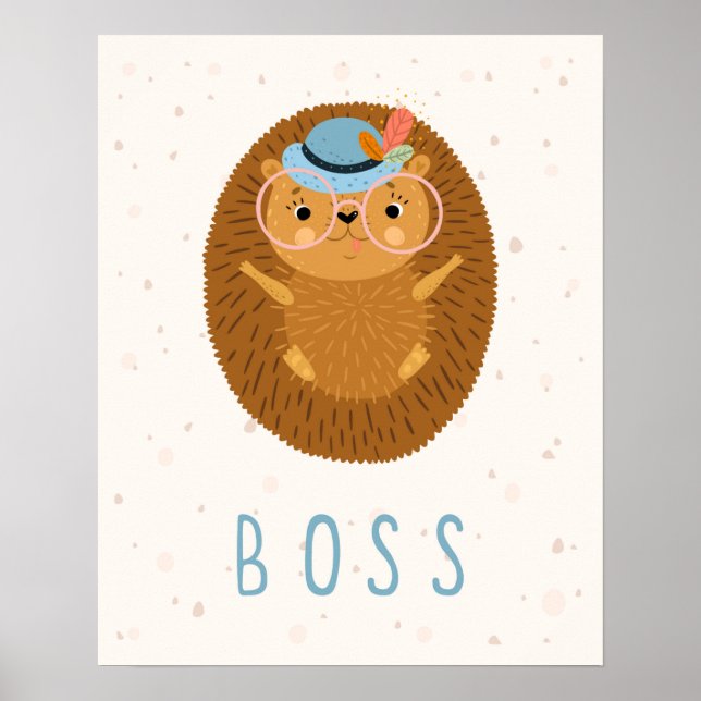 Póster Jefe erizo de vivero escandinavo moderno (Frente)