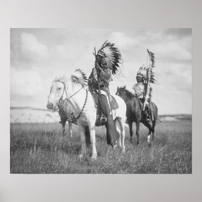 Póster Jefe Indio a Caballo, 1905. Foto de cosecha de vin (Frente)