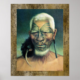 Póster Jefe maorí neozelandés Tukukino por Gottfried Lind