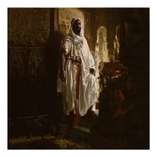Póster Jefe moro Pintura de arte africano Retrato