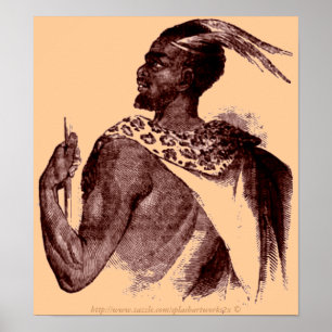 Póster Jefe Nuer de África -1850-etíope en batalla