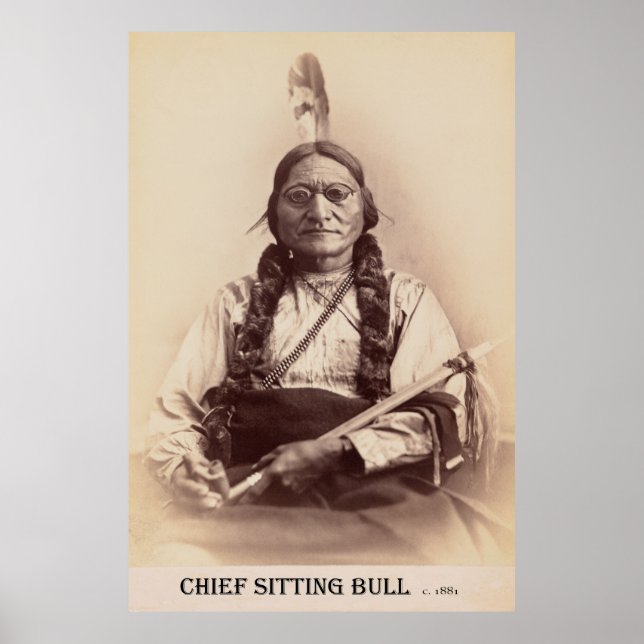 Póster Jefe Sitting Bull con anteojos c. 1881 (Frente)