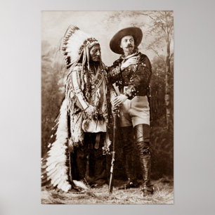 Póster Jefe Toro Sentado y Buffalo Bill Circa 1885