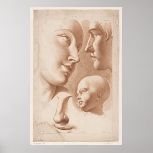 Póster Jefes de mujer, hombre y niño 1780