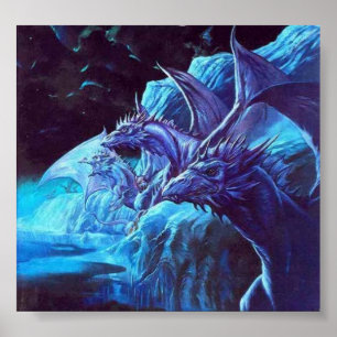 Póster Jeff Easley - Desconocido - dragones azules en la