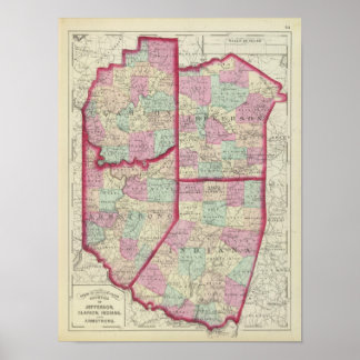 Póster Jefferson, Clarion, Indiana, Condados Armstrong