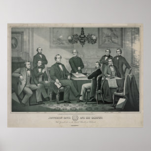 Póster Jefferson Davis y gabinete en Richmond Capitol