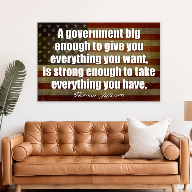 Póster Jefferson - gobierno lo suficientemente grande Des (Patriotic Poster)