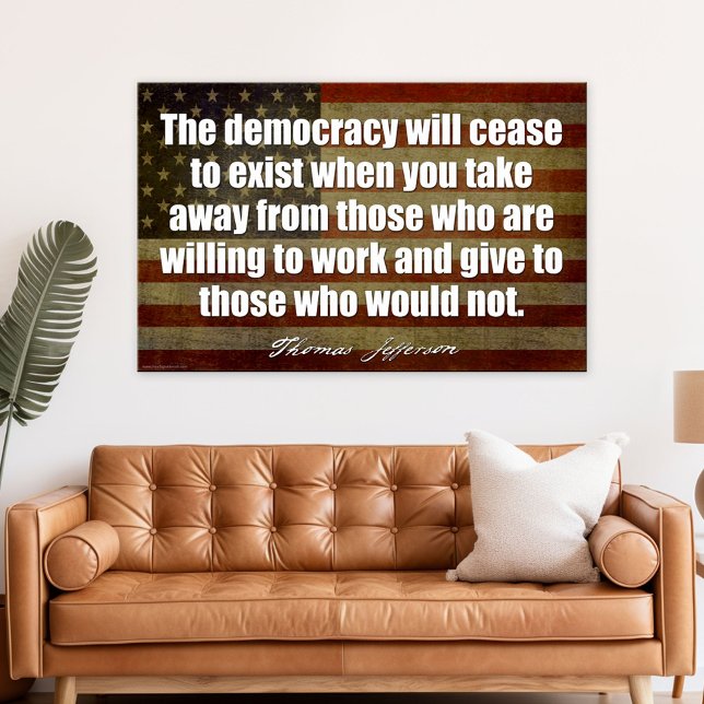 Póster Jefferson: La democracia dejará de existir... (Patriotic Poster)
