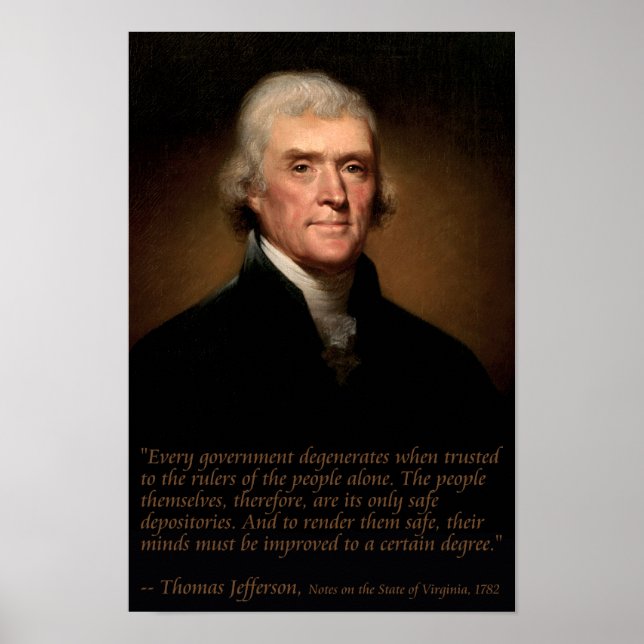 Póster Jefferson sobre el Gobierno y el Poster de Educaci (Frente)
