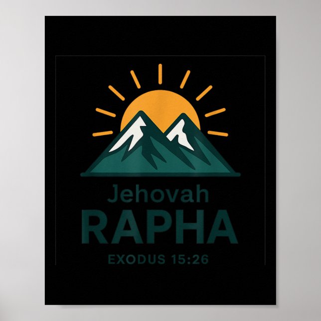 Póster Jehovah Rapha Christian Faith Mountain Bible Verse (Frente)