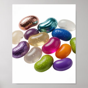 PÓSTER JELLY BEANS COLORIDOS PLATA SOBRE FONDO NEGRO