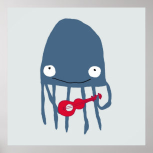 Póster Jellyfish con Poster Ukelele en la Marina