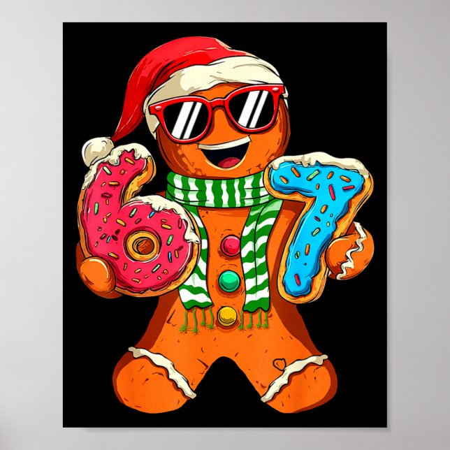 Póster Jengibre Divertido Seis Siete 67 Meme Helado Navid (Frente)